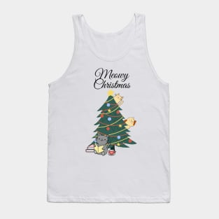 Cute Christmas - Meowy Christmas Christmas Tree Tank Top